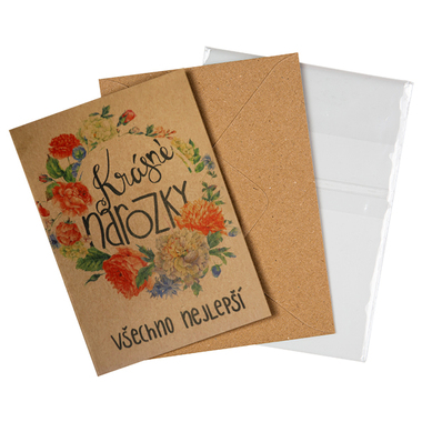 Přáníčko BeBechy – recyklovaný papír – Narozky