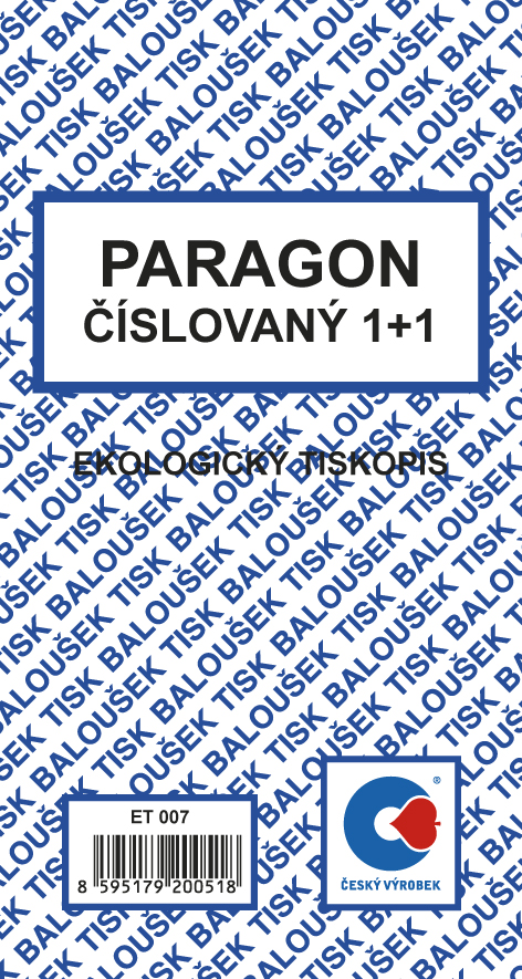 Paragon, 80x150mm, číslovaný 1+1, 50 listů, BALOUŠEK, ET007