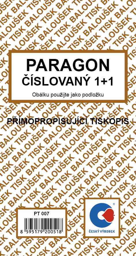 Paragon, 80x150mm, samopropis, číslovaný 1+1, 50 listů, BALOUŠEK, PT007