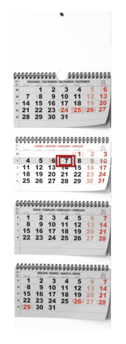 Nástěnný kalendář - Čtyřměsíční - skládaný (s mezinárodními svátky)          