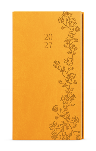 Týdenní diář - Jakub - Vivella s ražbou - kapesní - okrová - Květy