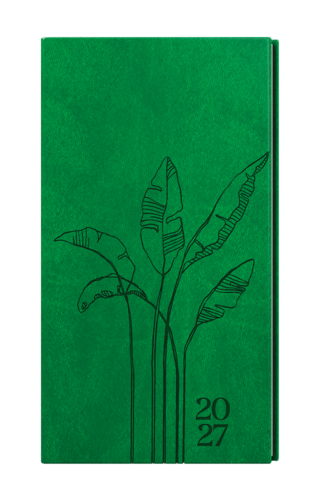 Týdenní diář - Jakub - Vivella s ražbou - kapesní - jasně zelená - Listy