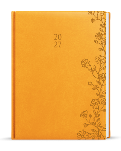 Denní diář - Adam - Vivella s ražbou - B6 - okrová - Květy