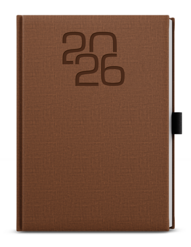 Týdenní diář - Oskar - Fabric - A5 - hnědá  