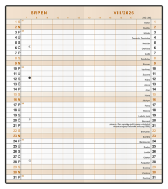 Měsíční diář - Božka - Color - Okrová 