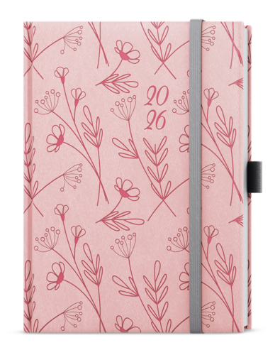 Týdenní diář - Prokop - Vivella extra - B6 - pastelová růžová - Kvítí