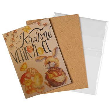 Přáníčko BeBechy - recyklovaný papír - Zajíc