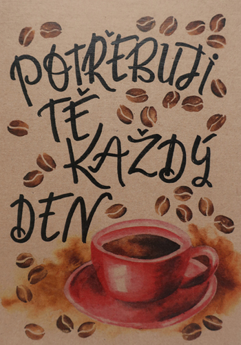 Přáníčko BeBechy – recyklovaný papír - Káva