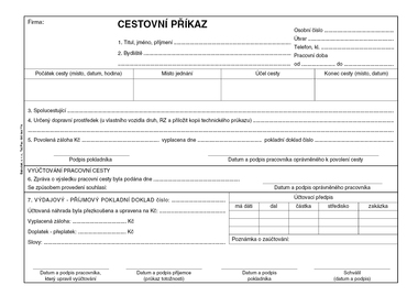 Cestovní příkaz s vyúčt. A5/oboustr./
