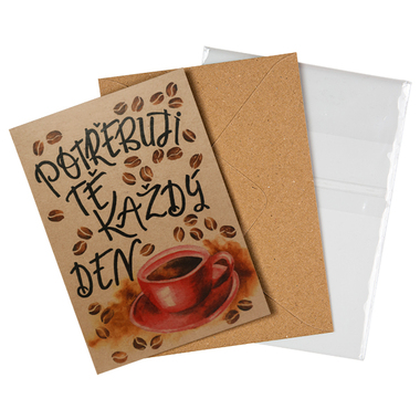 Přáníčko BeBechy – recyklovaný papír - Káva