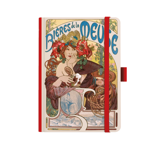 Notes A5 Premium 120g - Alfons Mucha 2027 - prázdný - Červený