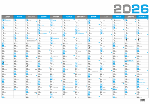 Nástěnný roční kalendář B1 - modrý