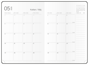 Měsíční diář s notesem - DiNo - B5 - šedá