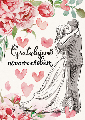 Přáníčko BeBechy - bílé - Novomanželům