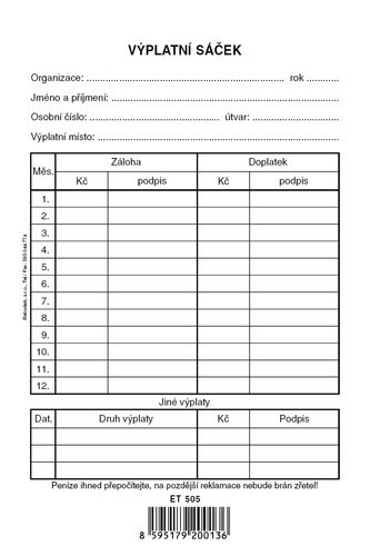 Výplatní sáček /oboustr./