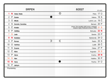 Měsíční diář - Anežka - PVC - bordó