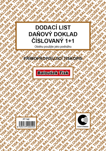 Dodací list - daňový doklad A5 čísl. - EET