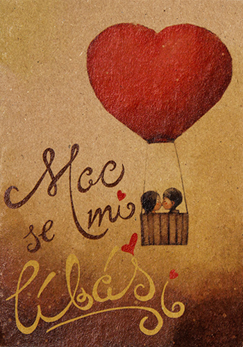 Přáníčko BeBechy - recyklovaný papír - Líbáš