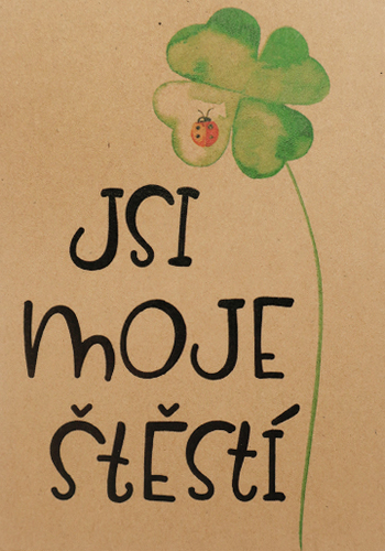 Přáníčko BeBechy – recyklovaný papír – Čtyřlístek