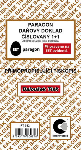 Paragon - daňový doklad číslovaný - EET