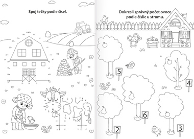 Omalovánka A4 - Procvičujeme čísla - Na farmě