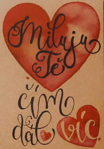 Přáníčko BeBechy - recyklovaný papír - Miluju