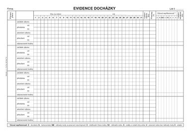 Evidence docházky A4