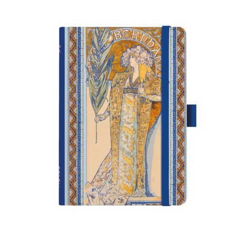 Notes A5 Premium 120g - Alfons Mucha 2027 - linky - Modrý